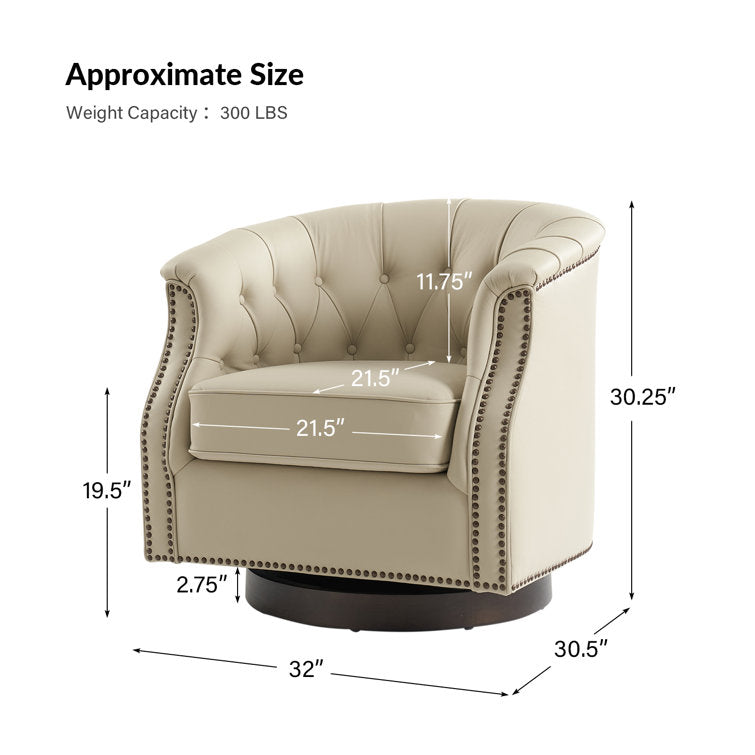 Nixmary Genuine Leather Chesterfield Rocker And Swivel Chair With Nailhead Trims
