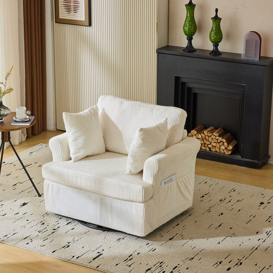 Corduroy Living Room Swivel Barrel Accent Chair